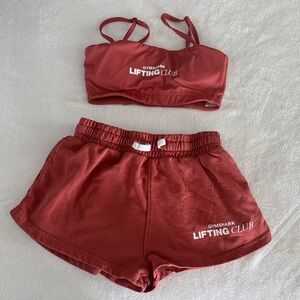 Gymshark Lifting Club Red Sports Bra and Shorts Set XS